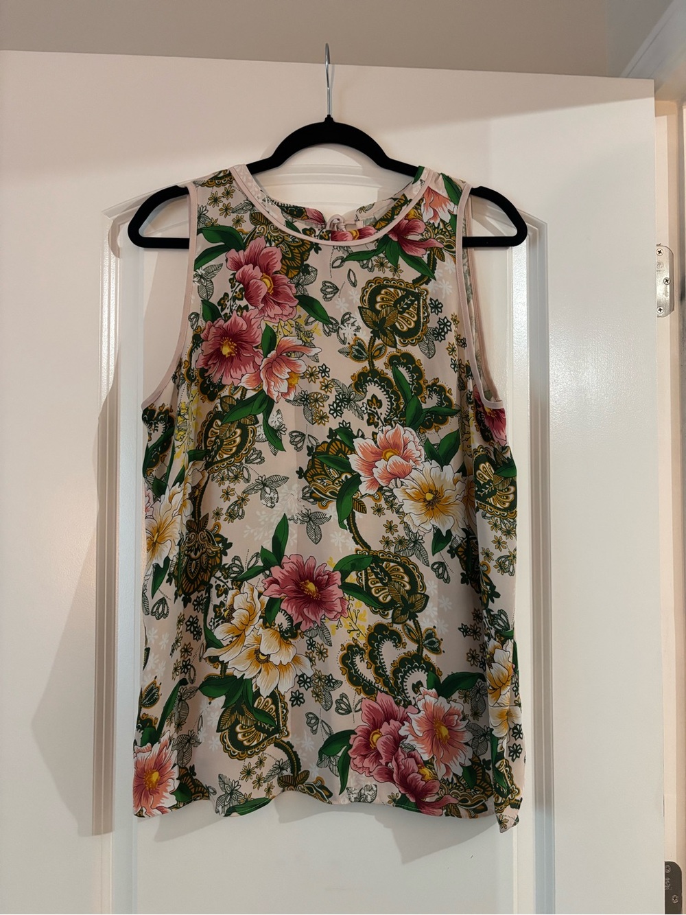 LOFT Floral Sleeveless Tank Top - Pink, Yellow & Green